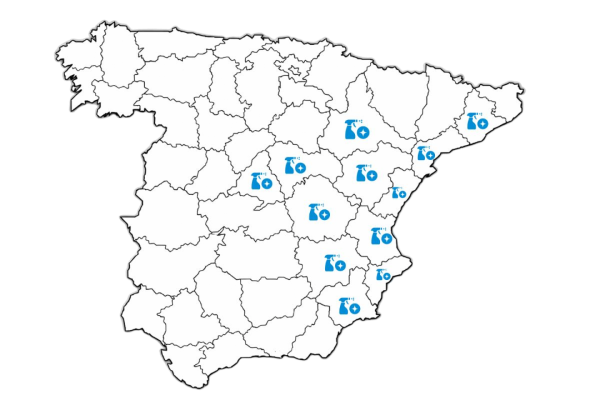 Mapa de presencia de Instadi en España para limpieza de moho