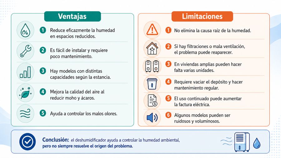 Ventajas y limitaciones del deshumidificador Ventajas y limitaciones del deshumidificador